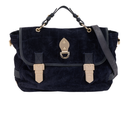 Tillie Satchel, &pound;220, Handbags, Navy, Suede, Front view